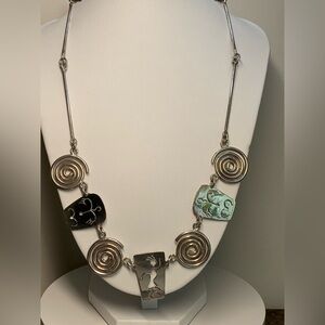 Vintage Rare Sterling Silver Spiral & Cut-Out Abstract Silpada-Like Necklace